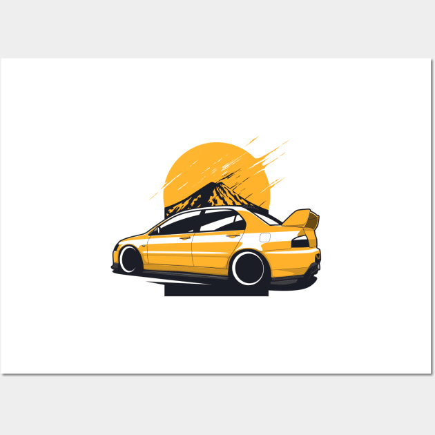 Yellow Lancer EVO 8 Wall Art by KaroCars